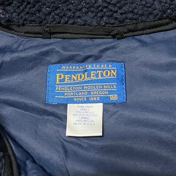 Mens Pendleton Navy Blue Sherpa Zip Up Vest Size Medium - Picture 3 of 5